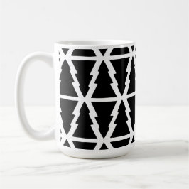 Taza De Café Patrón minimalista de árbol de Navidad blanco y ne