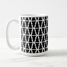 Taza De Café Patrón minimalista de árbol de Navidad blanco y ne