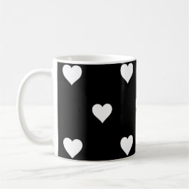 Taza De Café Patrón minimalista de Corazón Blanco y Negro