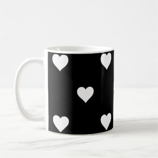 Taza De Café Patrón minimalista de Corazón Blanco y Negro