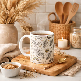 Taza De Café Patrón Místico Celestial de Luna y Estrellas
