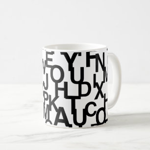 Taza De Café Patrón moderno, abstracto, confuso con letras