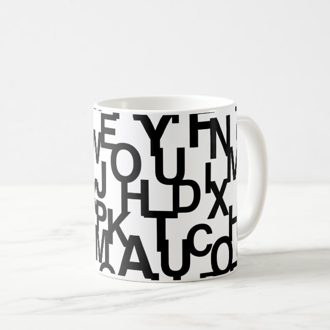 Taza De Café Patrón moderno, abstracto, confuso con letras (Anverso derecho)