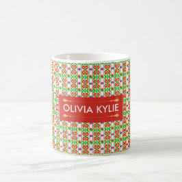 Taza De Café Patrón moderno boho de punto de cruz sin costuras