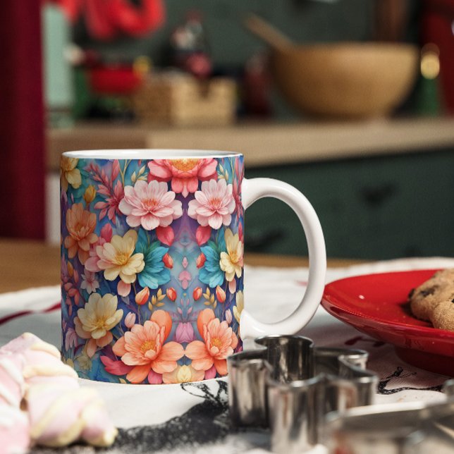 Taza De Café Patrón moderno de arte dinámico de las flores (Subido por el creador)