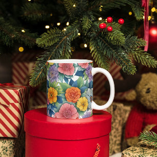 Taza De Café Patrón moderno de arte dinámico de las flores