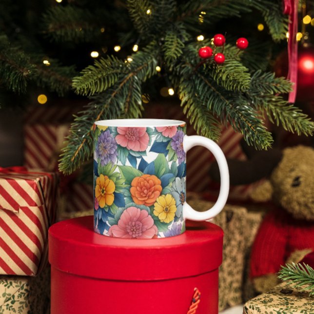 Taza De Café Patrón moderno de arte dinámico de las flores (Subido por el creador)