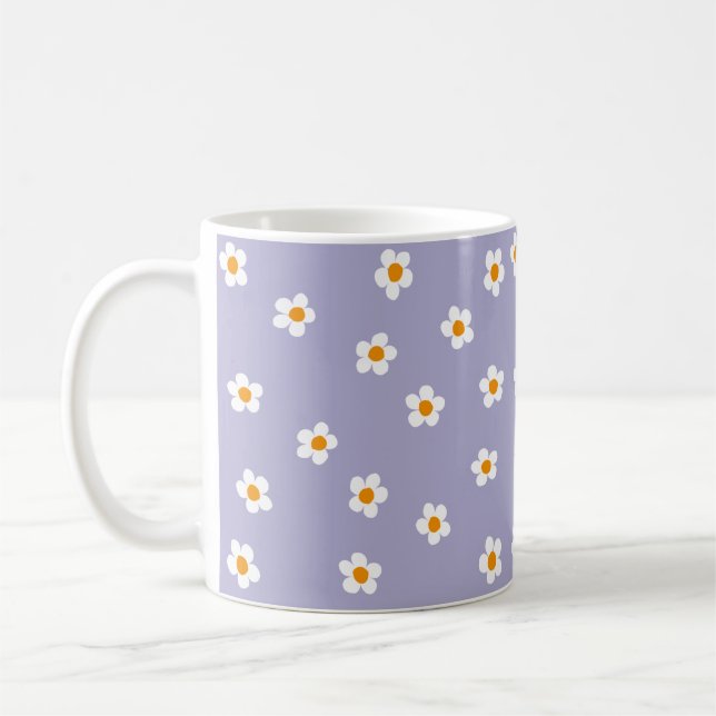 Taza De Café Patrón moderno de margarita morado  (Izquierda)