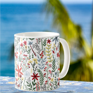 Taza De Café Patrón moderno de moda de flores y hojas