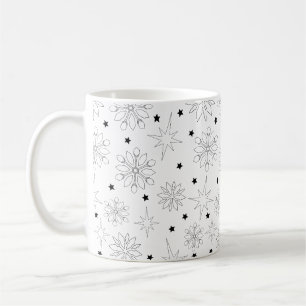 Taza De Café Patrón moderno de Navidades blancos y negros