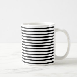 Taza De Café Patrón moderno rayado en blanco y negro