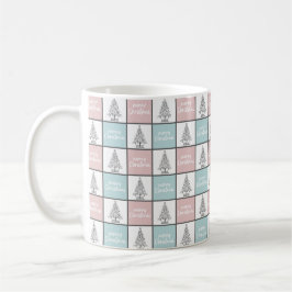 Taza De Café Patrón moderno rosa y azul pastel de los navidades