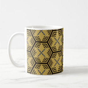 Taza De Café Patrón moderno sin costuras, color dorado. Ba geom