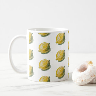Taza De Café Patrón moderno sin fisuras acuarela limón amarillo