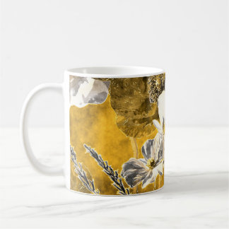 Taza De Café Patrón Monocromo de acuarela floral