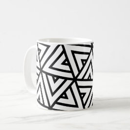 Taza De Café Patrón monocromo de Hexagers de triángulos blancos