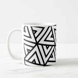 Taza De Café Patrón monocromo de Hexagers de triángulos blancos