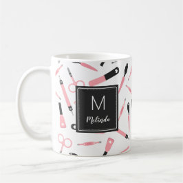 Taza De Café Patrón Monogramado de Herramientas Manicuristas Ro