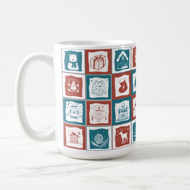 Taza De Café Patrón mosaico de Navidades de estilo avanzado (Izquierda)