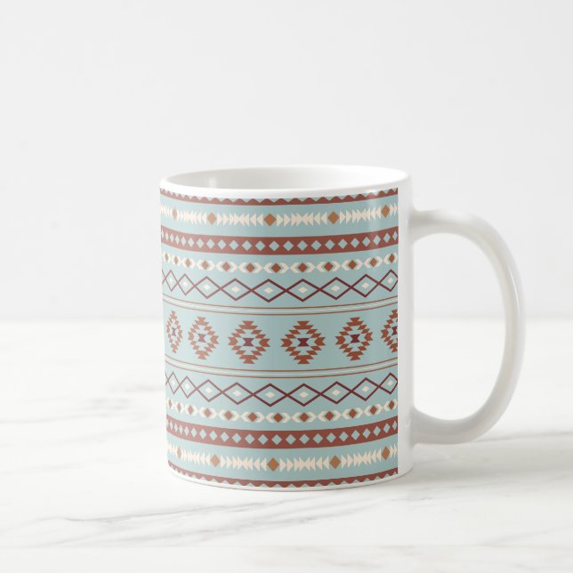 Taza De Café Patrón Motif Mezclado Azteca Rusts Crema Azul (Derecha)