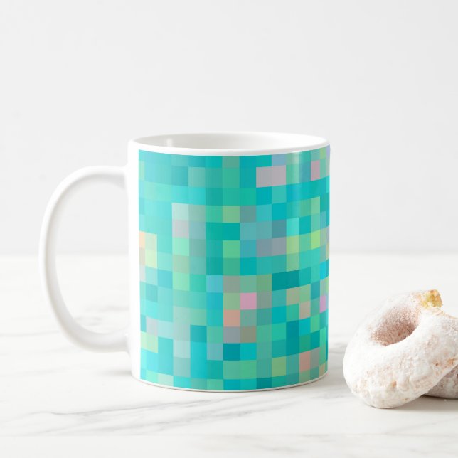 Taza De Café Patrón multicolor de arte de píxeles (Con donut)
