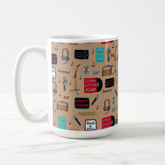 Taza De Café Patrón musical, sesión acústica, rock n Roll, indi (Izquierda)