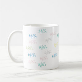 Taza De Café patrón muy simple y pálido de nombres escritos a m
