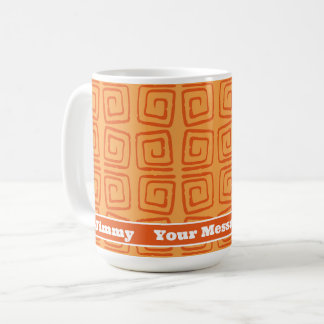 Taza De Café Patrón Naranja Retro Mid Century Personalizado