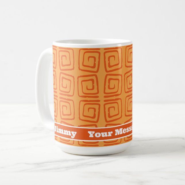 Taza De Café Patrón Naranja Retro Mid Century Personalizado (Anverso izquierdo)