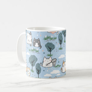 Taza De Café Patrón natural de los gatos de primavera de Kawaii