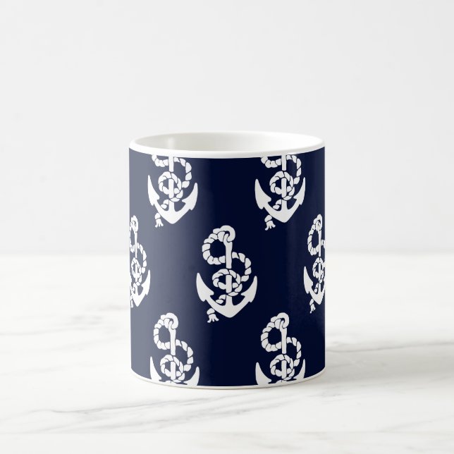 Taza De Café Patrón náutico del Anclaje Azul de la Marina (Centro)