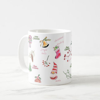 Taza De Café Patrón Navideño Caprichoso de Acuarela