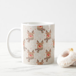 Taza De Café Patrón Navideño de Reno Sonriente Adorable