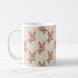 Taza De Café Patrón Navideño de Reno Sonriente Adorable