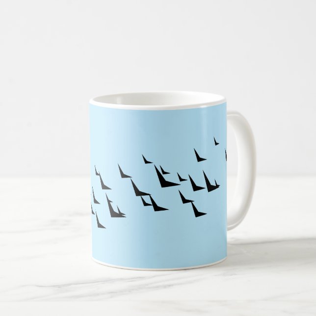 Taza De Café Patrón negro azul claro de las aves (Anverso derecho)