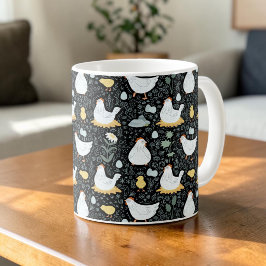 Taza De Café Patrón negro de pollo Cottagecore moderno