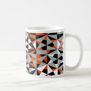Taza De Café Patrón negro gris Naranja funky retro geométrico