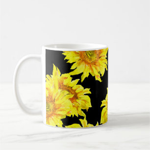 Taza De Café Patrón negro sin foco de girasol de color agua