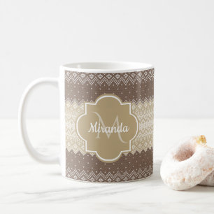 Taza De Café Patrón neutro de piel marrón y morena con nombre