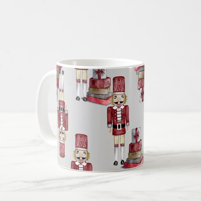 Taza De Café Patrón Nutcracker de acuarela de navidades (Anverso izquierdo)