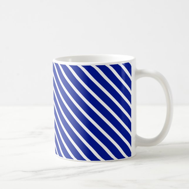 Taza De Café Patrón oblicuo de franjas blancas azules (Derecha)