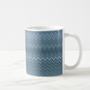 Taza De Café Patrón ondulado de zigzag azul gris