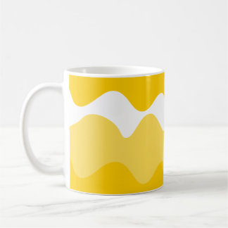 Taza De Café Patrón ondulado horizontal amarillo y blanco