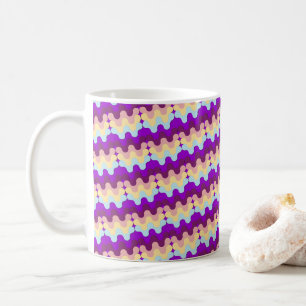 Taza De Café Patrón ondulado retro groovy púrpura y amarillo