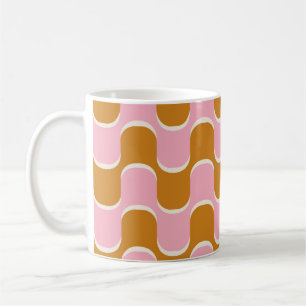 Taza De Café Patrón ondulado retro vintage de los años 70 en or