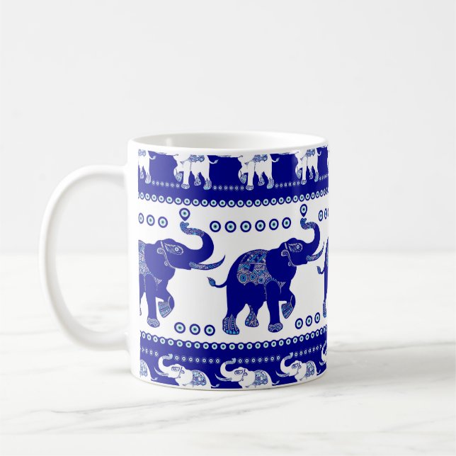 Taza De Café Patrón ornamental del elefante de ojos malvado (Izquierda)