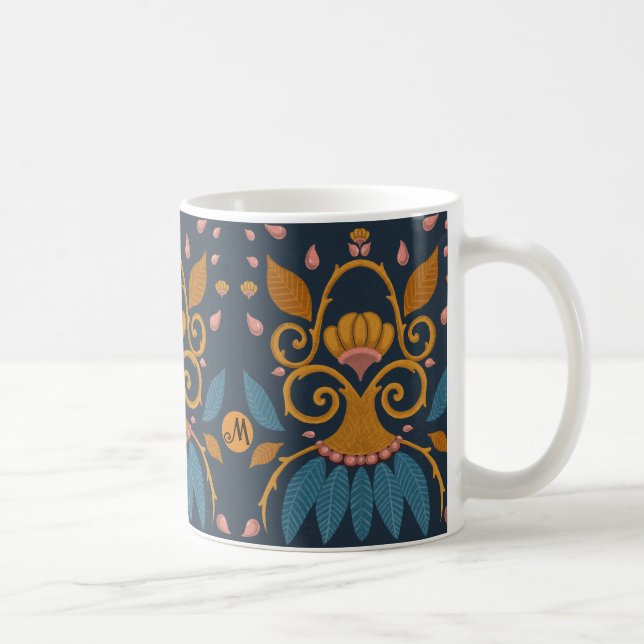 Taza De Café Patrón ornamental personalizado Estilo medieval (Derecha)