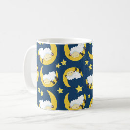 Taza De Café Patrón ovino, oveja durmiente, luna, estrellas