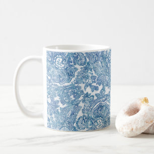 Taza De Café Patrón Paisley Blue Boho Lace