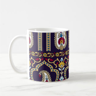 Taza De Café Patrón paisley geométrico tradicional con borde